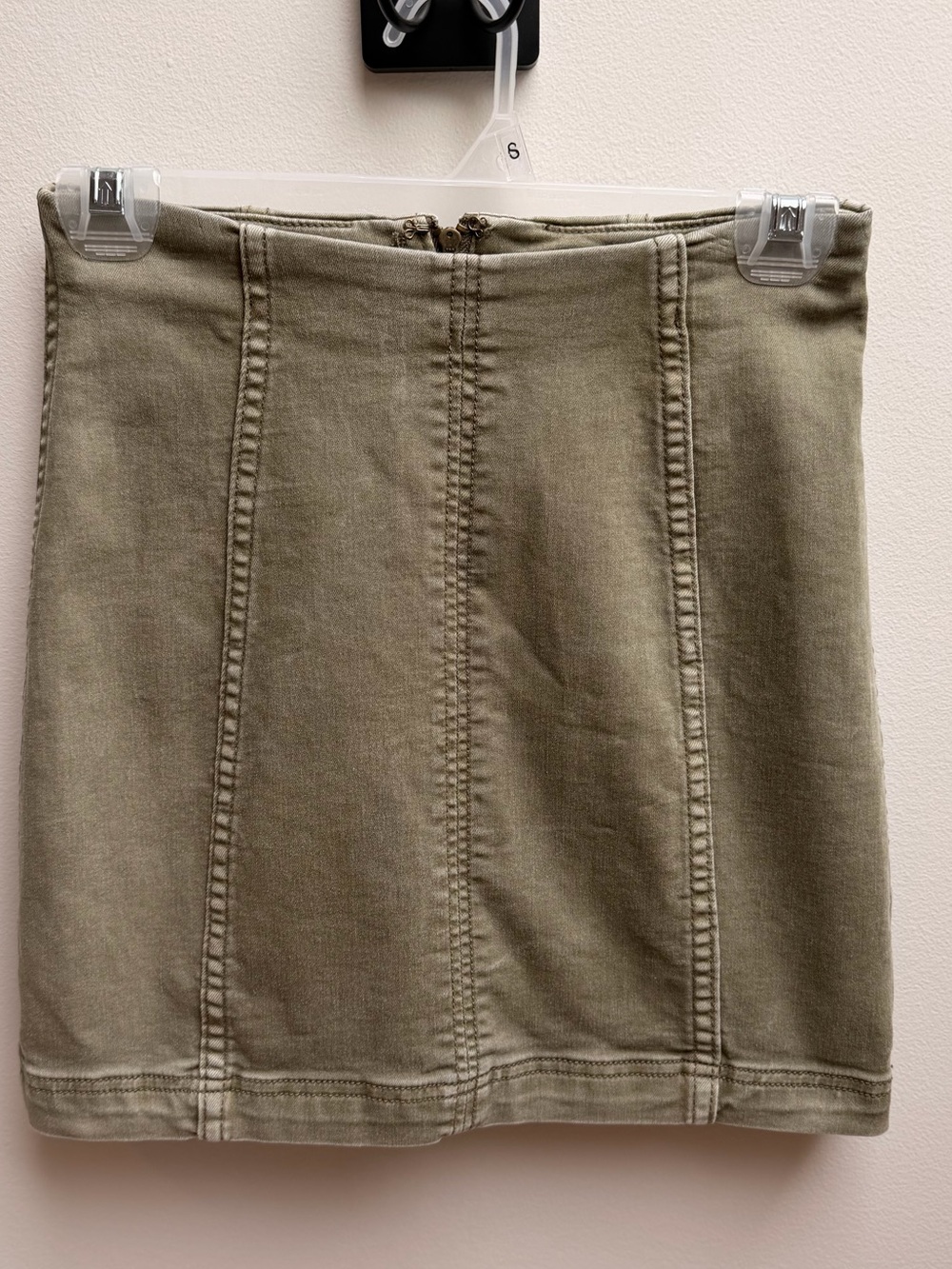 Free People Olive Green Denim Panel Mini Skirt